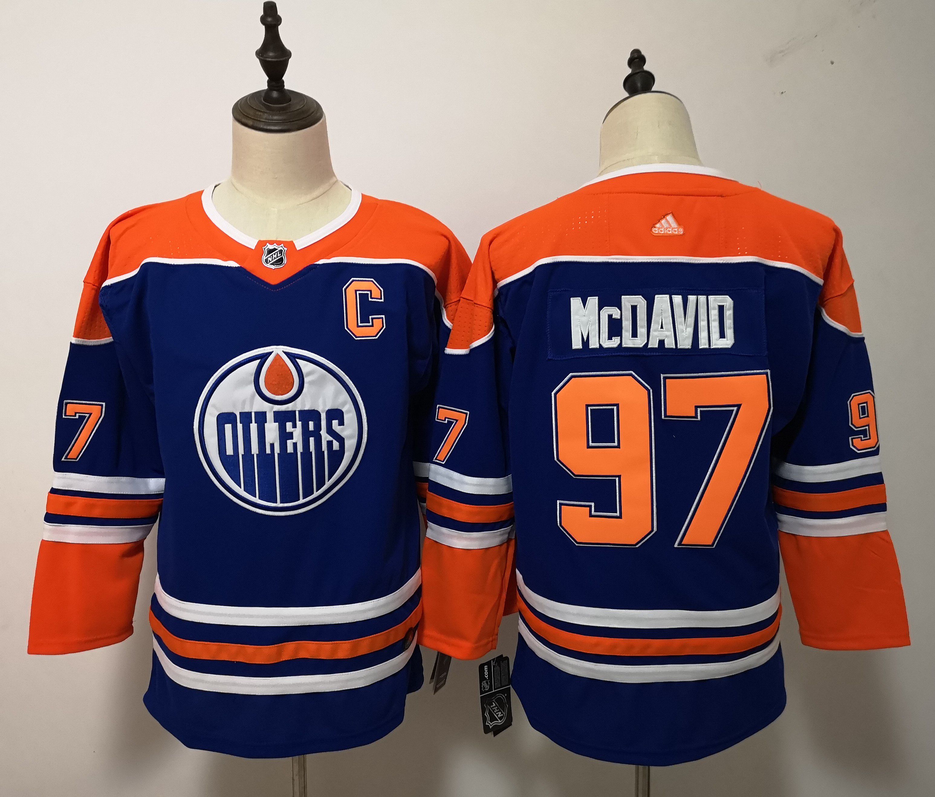 Women Edmonton Oilers 97 Mcdavid Blue Adidas Alternate Authentic Stitched NHL Jersey